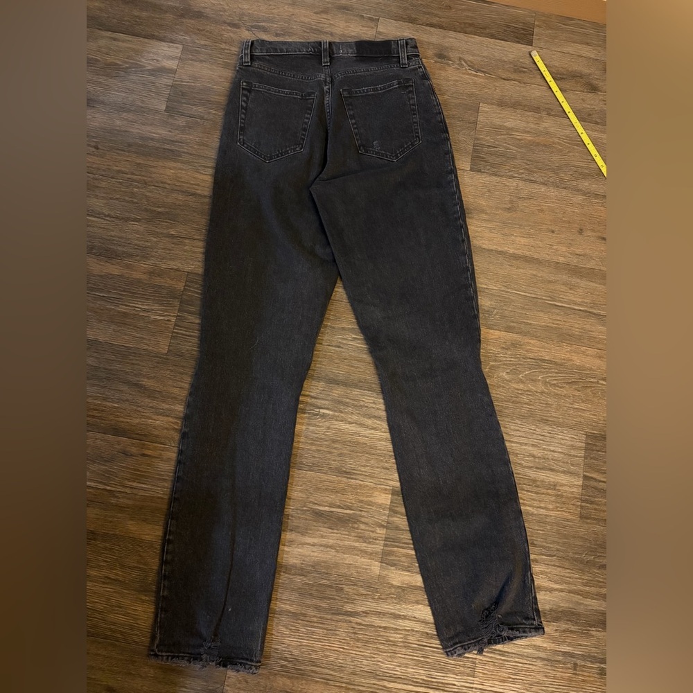 Abercrombie & Fitch Women's 90s Straight Ultra High Rise Black Distressed Jeans - Picture 5 of 5